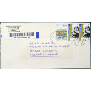 Enveloppe recommandée avec 3 timbres Bosnie Herzégovine