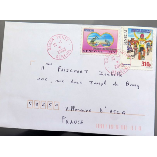 Enveloppe avec 2 timbres Sénégal
