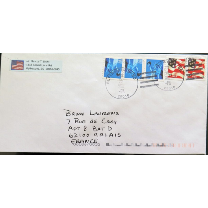 Enveloppe avec 5 timbres USA