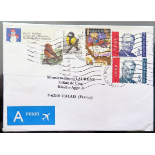 Enveloppe prior avec 5 timbres Belgique