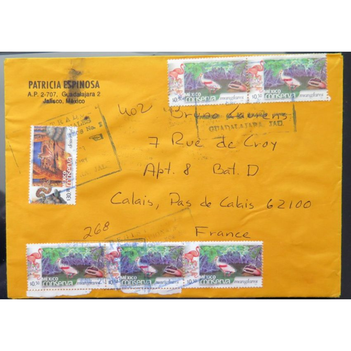 Enveloppe avec 6 timbres Mexique