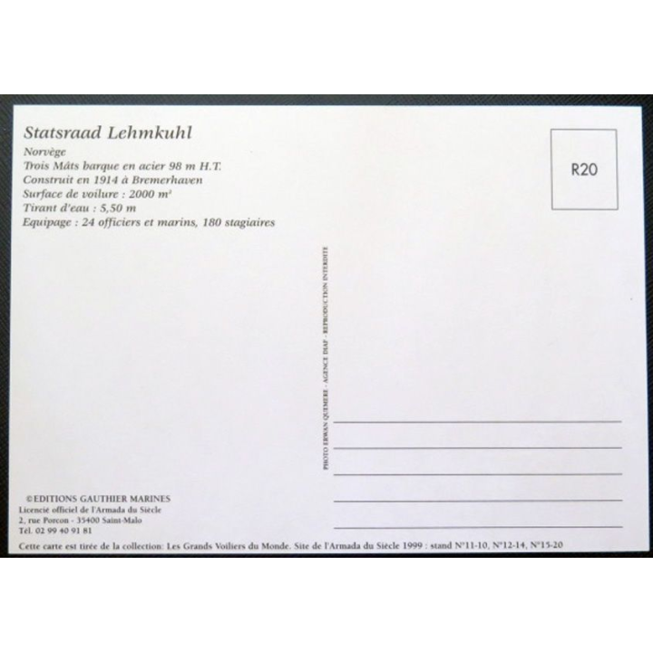 Carte postale de l'armada du siècle bateau Statsraad Lehmkuhl