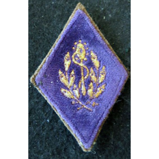 LOSANGE DE BRAS MODÈLE 45 :  sous-officier dentiste du Service de santé des armées sur velours prune