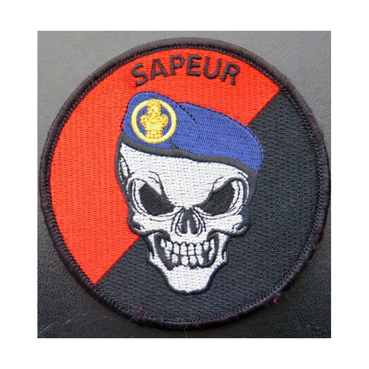 Sapeur écusson tissé diamètre 10 cm sur scratch