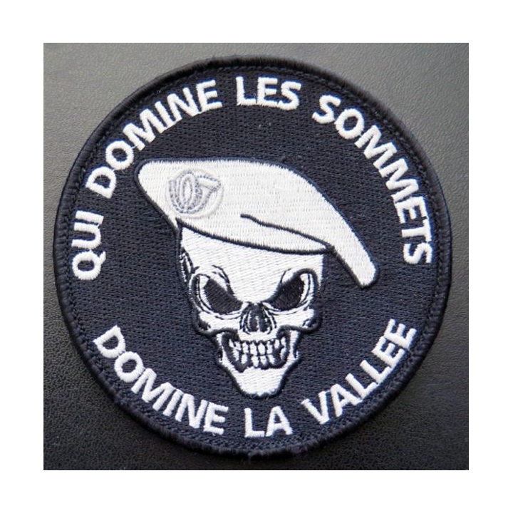 Chasseur Alpin écusson tissé diamètre 10 cm sur scratch