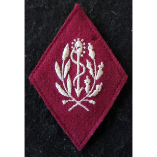LOSANGE DE BRAS MODÈLE 45 :  personnel non officier (à partir de 1960) du Service de santé militaire fil doré