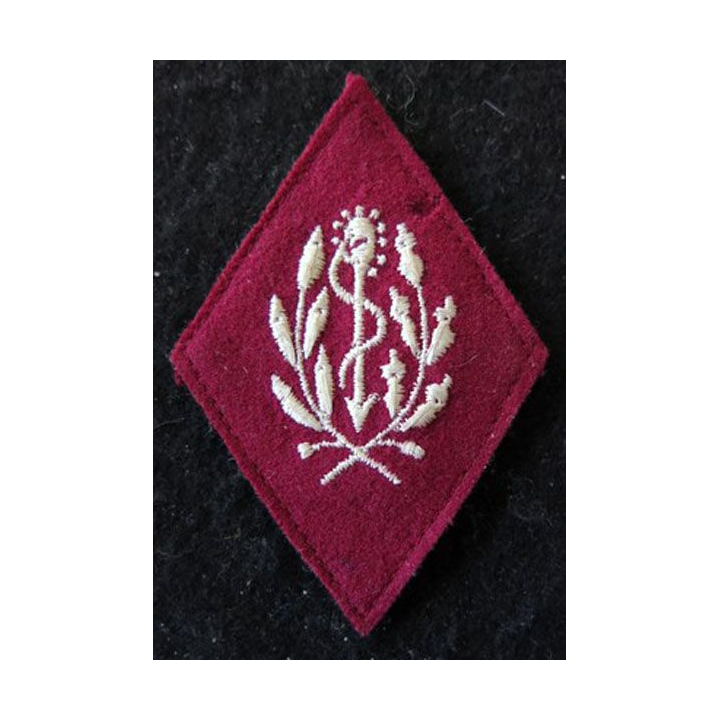 LOSANGE DE BRAS MODÈLE 45 :  personnel non officier (à partir de 1960) du Service de santé militaire fil doré