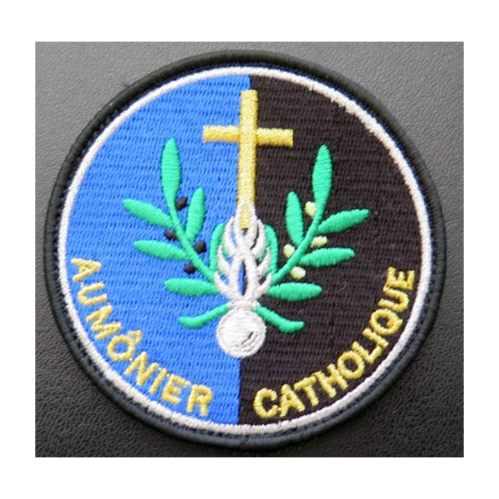 Insigne tissu d'aumonier catholique diamètre 8 cm