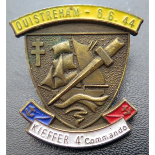 Insigne pin's du 4° commando Kieffer Ouistrham 6.6.1944 fabrication Manitoba
