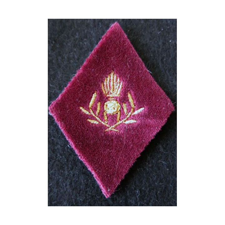 LOSANGE DE BRAS MODÈLE 45 : sous officier administration du Service de santé des armées fond velours fil doré