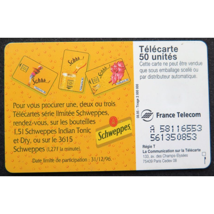 télécarte 50 unités France télécom Collectionnez effet Schhh schweppes