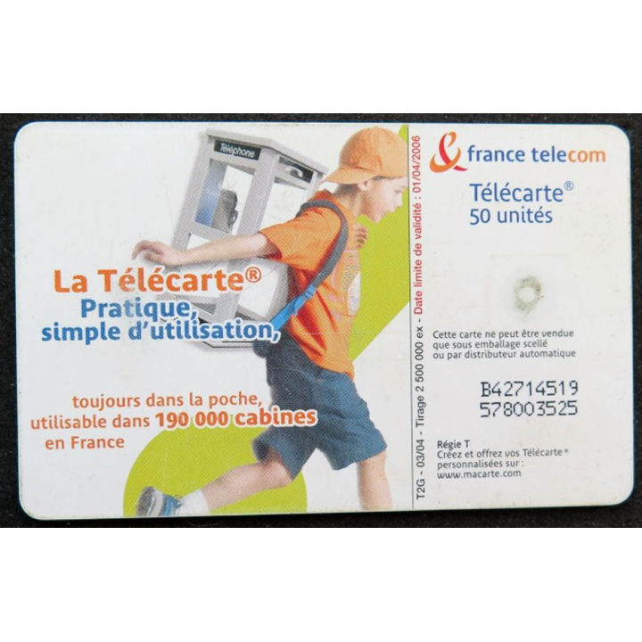 télécarte 50 unités France télécom pratique simple d'utilisation