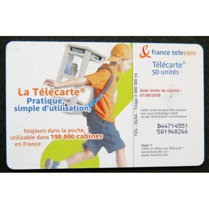 télécarte 50 unités France télécom pratique simple d'utilisation