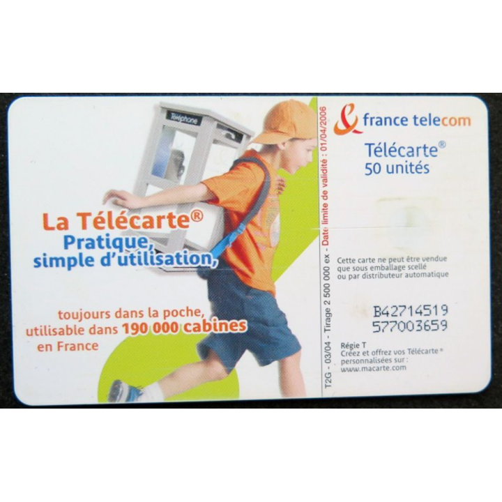 télécarte 50 unités France télécom pratique simple d'utilisation