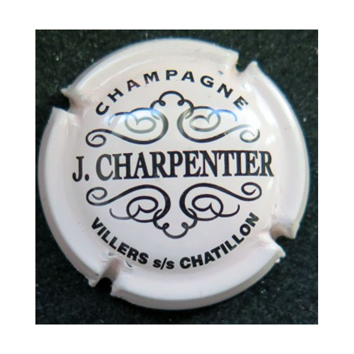 Capsule Muselet de bouteille de champagne CHARPENTIER J. n° 9 Rose pâle et noir