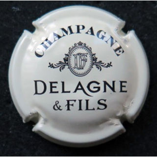 Capsule Muselet de champagne Delagne n°2 crème et noir lettres fines