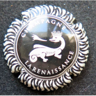 Capsule Muselet bouchon de champagne La Renaissance n° 2 noir et blanc