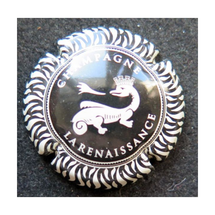 Capsule Muselet bouchon de champagne La Renaissance n° 2 noir et blanc