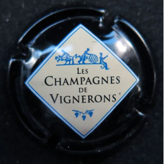 Muselet de bouteille LES CHAMPAGNES DE VIGNERONS n° 665c noir entrefilet blanc