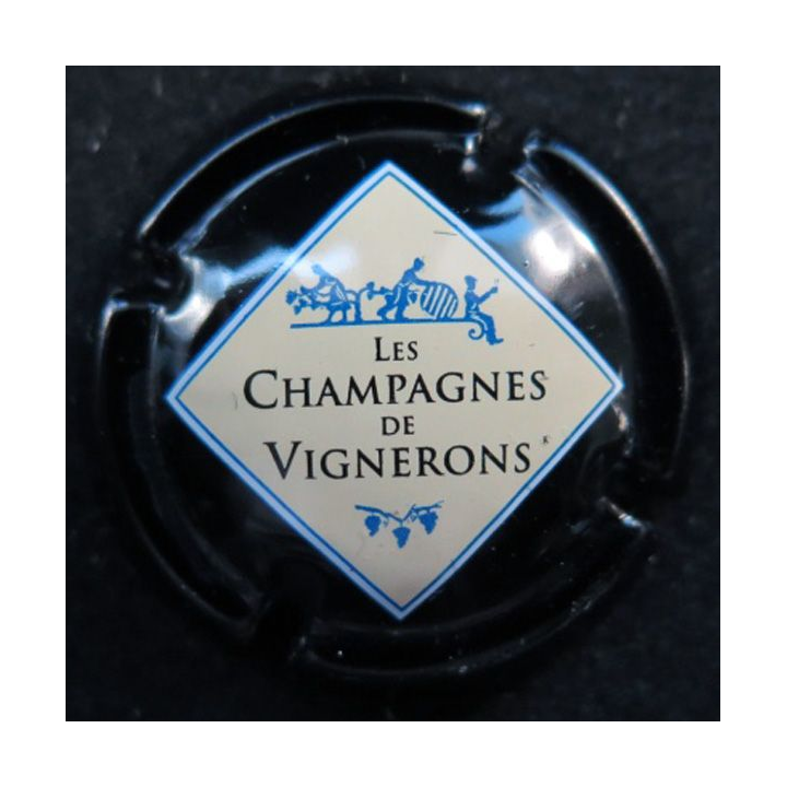 Muselet de bouteille LES CHAMPAGNES DE VIGNERONS n° 665c noir entrefilet blanc