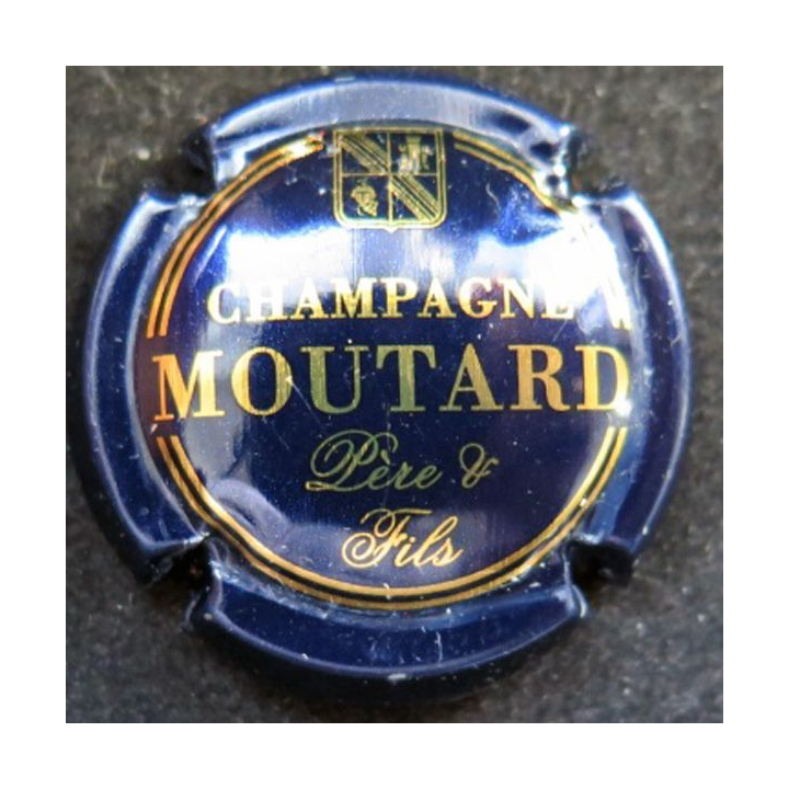 Capsule Muselet de bouteille de champagne Moutazrd bleu nuit et or