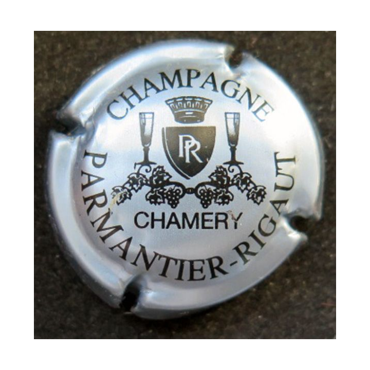 Capsule Muselet de champagne Parmantier Rigaut n° 8d gris et noir