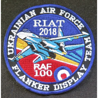Ukrainian air force patch tissu Riat 2018 RAF 100 Flanker Display Team 9 cm