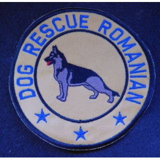 Roumanie patch tissu dog rescue romania 11 cm
