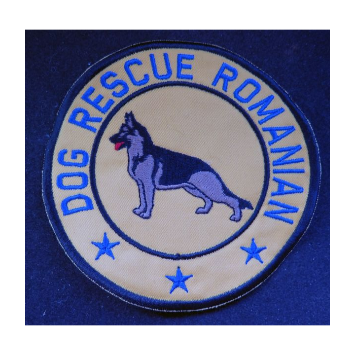 Roumanie patch tissu dog rescue romania 11 cm