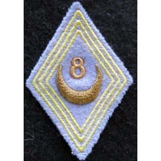 LOSANGE DE BRAS MODÈLE 45 : sous officier du 8° régiment de tirailleurs Tunisiens AFN chiffre et croissant métallique
