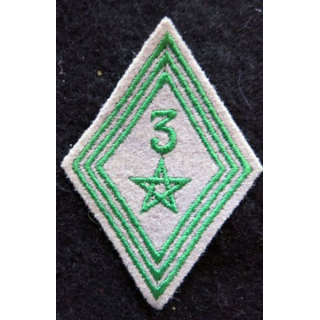 LOSANGE DE BRAS MODÈLE 45 : modèle troupe 2° bataillon du 3° régiment de tirailleurs marocains 1948-1954 INDO