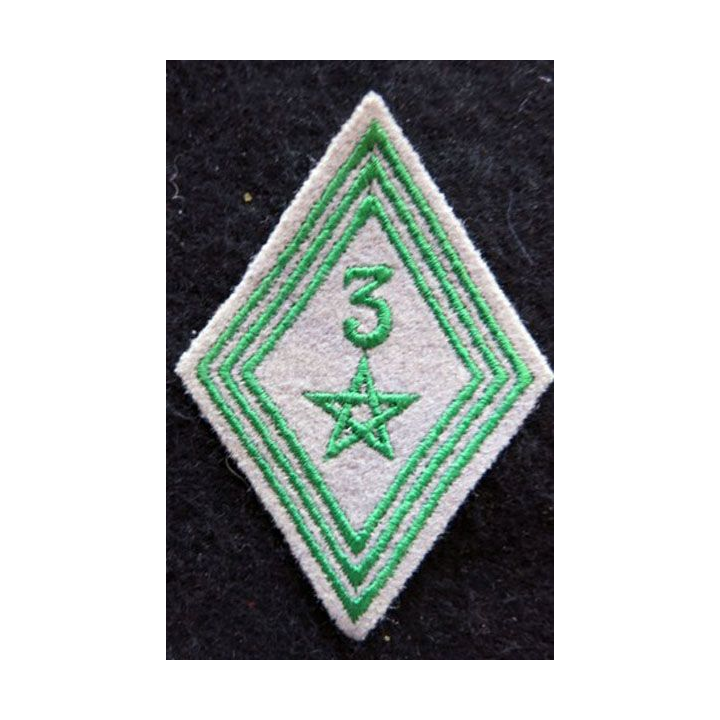 LOSANGE DE BRAS MODÈLE 45 : modèle troupe 2° bataillon du 3° régiment de tirailleurs marocains 1948-1954 INDO