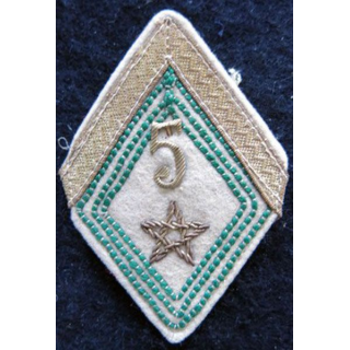 LOSANGE DE BRAS MODÈLE 45 : sergent du 5° régiment de tirailleurs marocains cannetille INDO