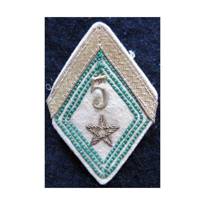 LOSANGE DE BRAS MODÈLE 45 : sergent du 5° régiment de tirailleurs marocains cannetille INDO