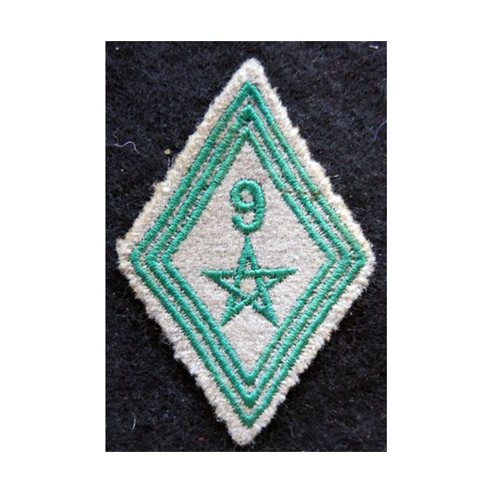 LOSANGE DE BRAS MODÈLE 45 : modèle troupe du 9° régiment de tirailleurs marocains 1954