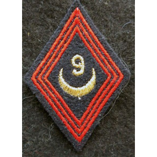 LOSANGE DE BRAS MODÈLE 45 : modèle sous officiers 9° régiment de Zouaves 1954 AFN laminette
