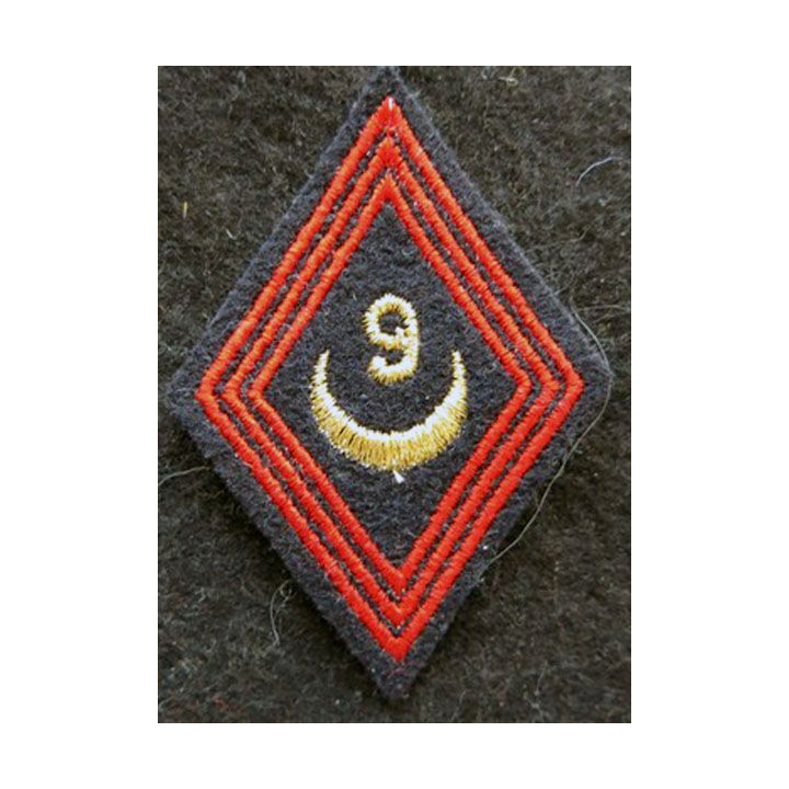 LOSANGE DE BRAS MODÈLE 45 : modèle sous officiers 9° régiment de Zouaves 1954 AFN laminette