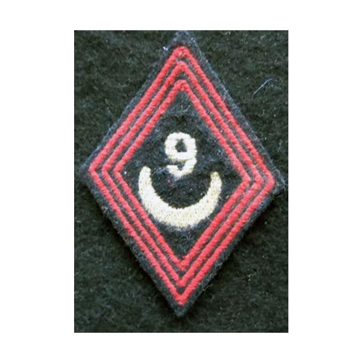 LOSANGE DE BRAS MODÈLE 45 : modèle sous officiers 9° régiment de Zouaves 1950 AFN
