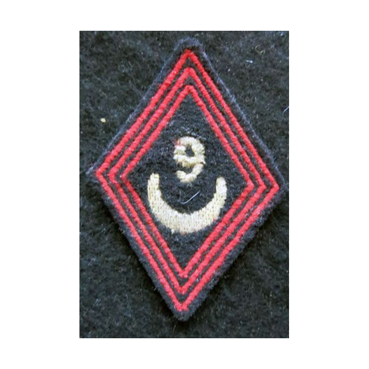 LOSANGE DE BRAS MODÈLE 45 : modèle sous officiers 9° régiment de Zouaves 1950 AFN