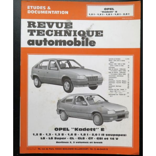 Revue technique automobile Opel "Kadett" E 1,2 S, 1,3, 1,6 S, 1,8 I, 2,0 I
