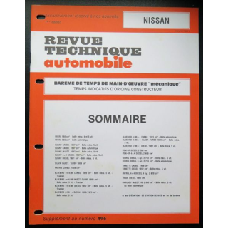 Revue technique automobile NISSAN barême de temps de main d'oeuvre