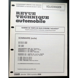 Revue technique automobile VOLKSWAGEN barême de temps de main d'oeuvre