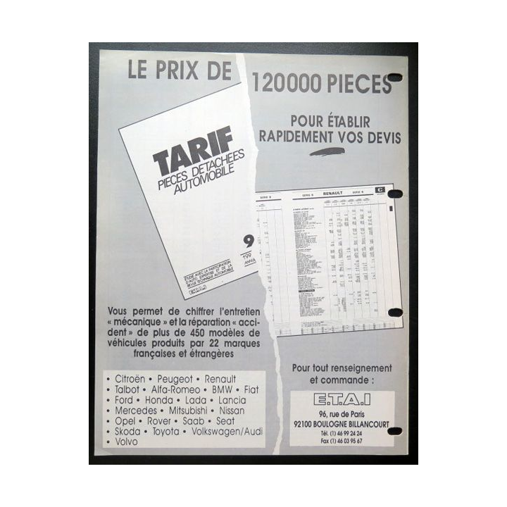 Revue technique automobile VOLKSWAGEN barême de temps de main d'oeuvre