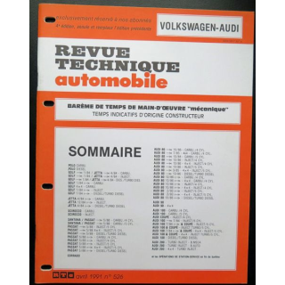 Revue technique automobile VOLKSWAGEN AUDI barême de temps de main d'oeuvre