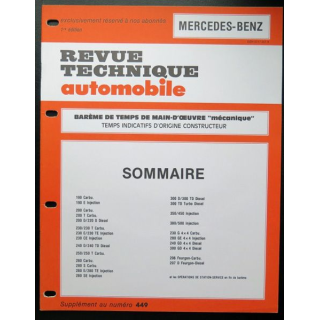 Revue technique automobile MERCERDES-BENZ barême de temps de main d'oeuvre