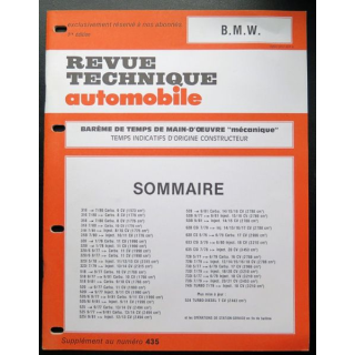 Revue technique automobile B.M.W barême de temps de main d'oeuvre