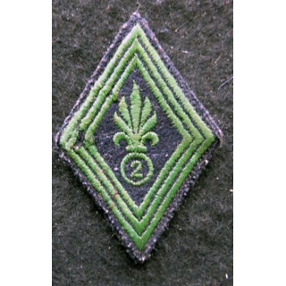 LOSANGE DE BRAS MODÈLE 45 : modèle troupe Légion Etrangère 2° régiment étranger d'infanterie (vert foncé)