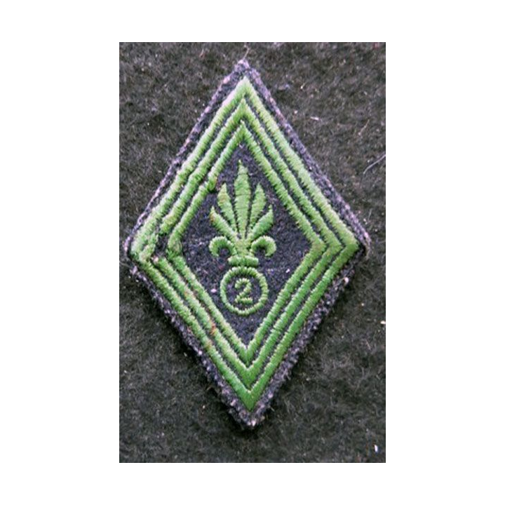 LOSANGE DE BRAS MODÈLE 45 : modèle troupe Légion Etrangère 2° régiment étranger d'infanterie (vert foncé)