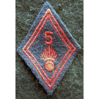 LOSANGE DE BRAS MODÈLE 45 : modèle troupe 5° régiment d'infanterie