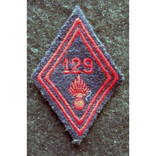 LOSANGE DE BRAS MODÈLE 45 : modèle troupe 129° régiment d'infanterie (1960)
